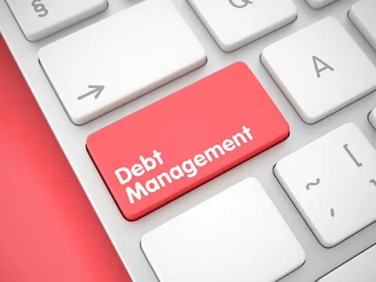 image of debt management button on keyboard
