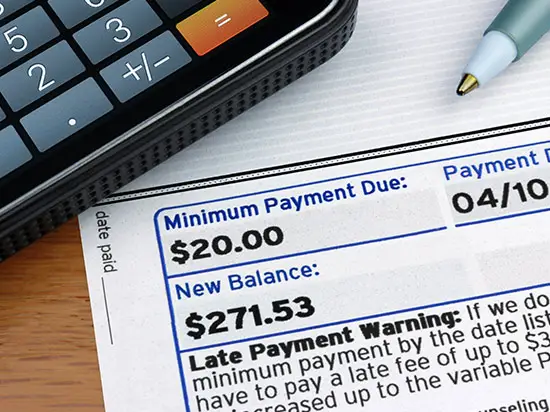 Image of a credit card statement showing the minimum due