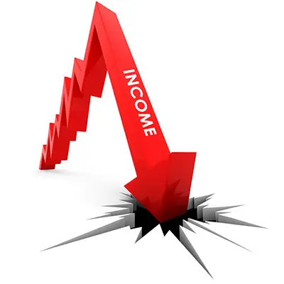 Image of arrow that says INCOME crashing into the ground