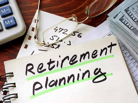 Image of documents labeled RETIREMENT PLANNING