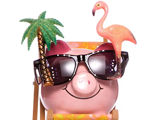 Image of piggy bank on vacation