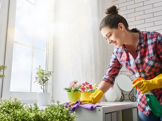 Image of woman spring cleaning