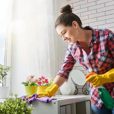Image of woman spring cleaning