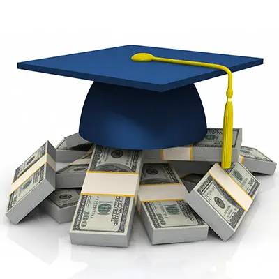 Image of graduation cap full of cash