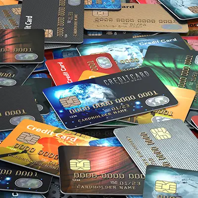 Image of a pile of different credit cards