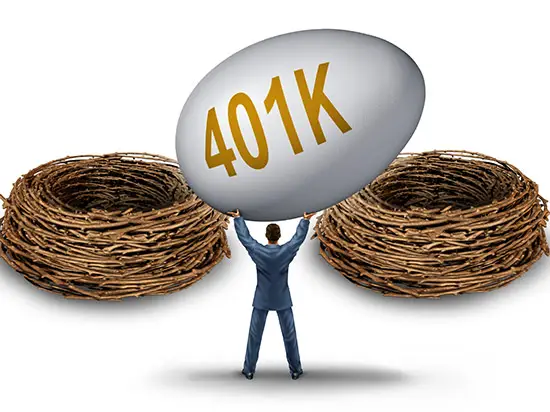 Image of man holding a giant egg labeled 401K